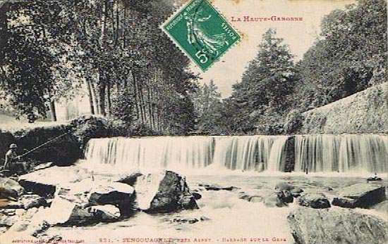 Photo ancienne du barrage sur le Ger à  sengouagnet